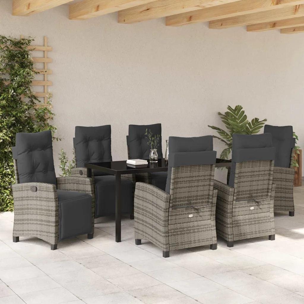 Set da Pranzo per Giardino con cuscino 7 pcs Grigio polyrattan 3380439