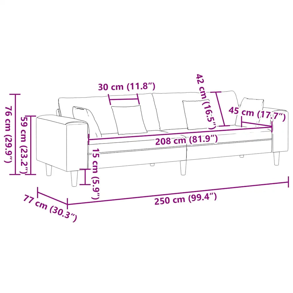 Divano con cuscino-Sofa con cuscino-Divanetto Giallo 250 x 77 x 76 cm Velluto