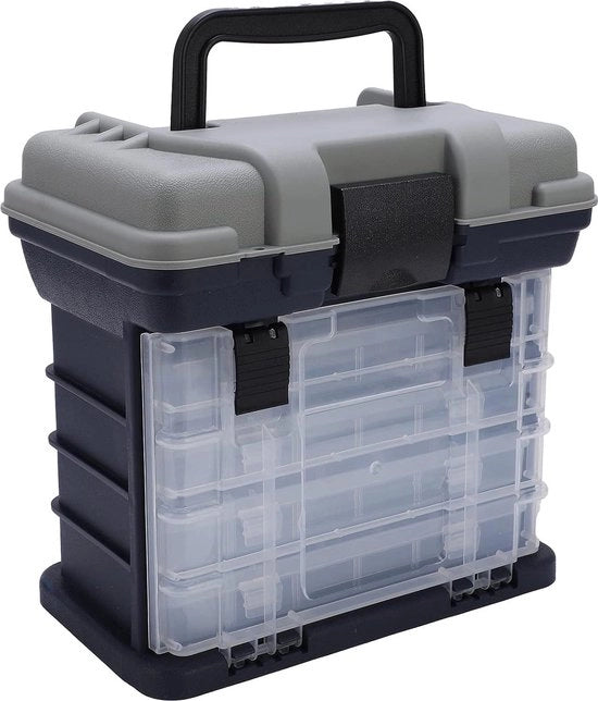 Utility Box Portatile - 4 Fasce - Cassetto di Trattamento con Maniglia in Plastica - Carrello da Pesca per Pesci di Lago.