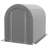 Capanno da Giardino, Tenda da Stoccaggio Esterno, Garage per Bici, Tetto in PE, Struttura in Metallo Zincato, Grigio