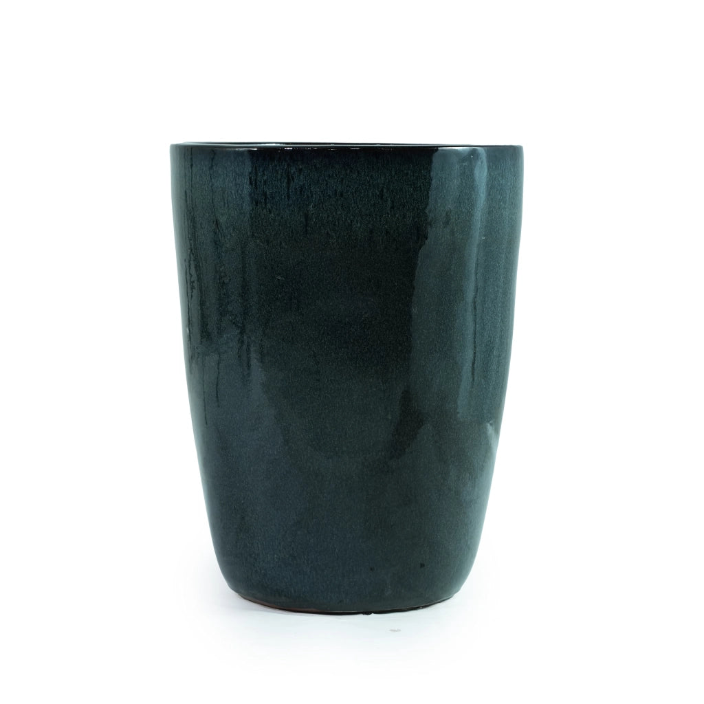 Vaso in ceramica smaltata verde muschio Ø38,5 cm H49,5 cm con fori di drenaggio