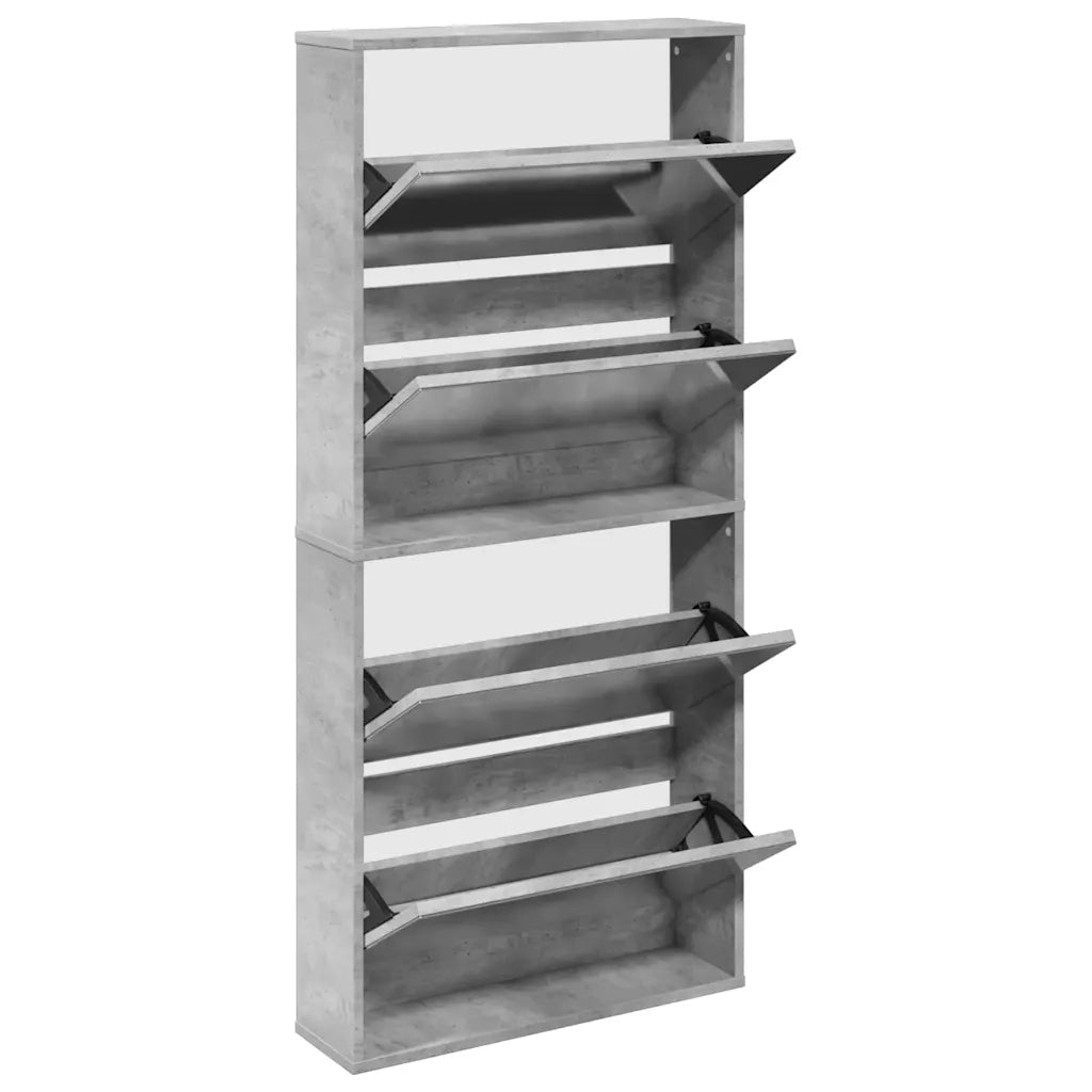Scarpiera con Specchio a 4 Livelli Grigio Cemento 63x17x134 cmcod mxl 110539