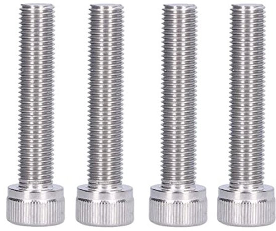 Viti in Acciaio Inossidabile - 4 pezzi - Diametro del filo 10 mm - Passo fine 1,25 mm - Dimensione della chiave 8 mm - Adatto per autobody - Viti a testa hex
