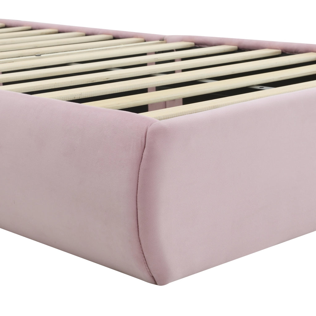 Letto imbottito per bambini - Zephmum- 90x200cm - Rosa - Luci calde regolabili con orecchie di coniglio