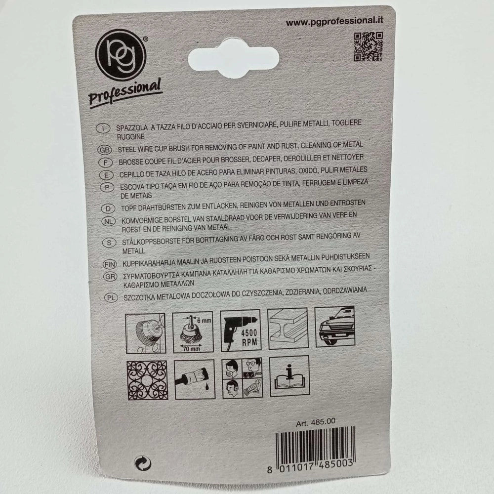 Pg art. 48500 da 70mm spazzola a tazza in filo d'acciaio per sverniciare