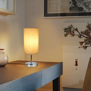 ZMH Lampada da tavolo touch dimmerabile USB ricarica paralume tessuto per comodino ufficio