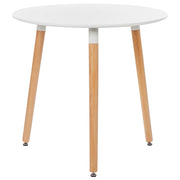 Tavolo da pranzo rotondo bianco MDF piano tavolo 80 cm gambe in legno di faggio marrone chiaro con cappucci protettivi sala da pranzo