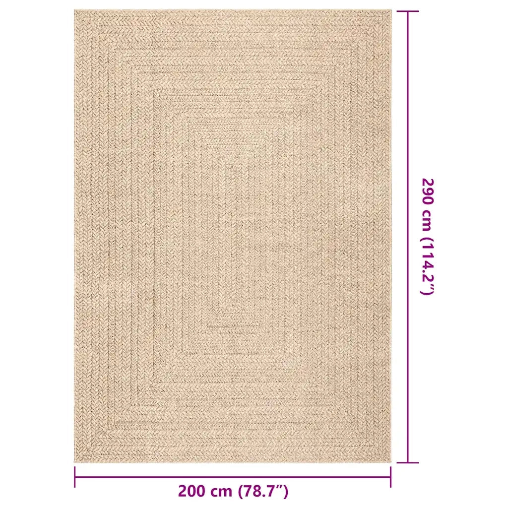 Tappeto ZIZUR Beige 200x290 cm Aspetto Iuta Interni ed Esterni 4010398