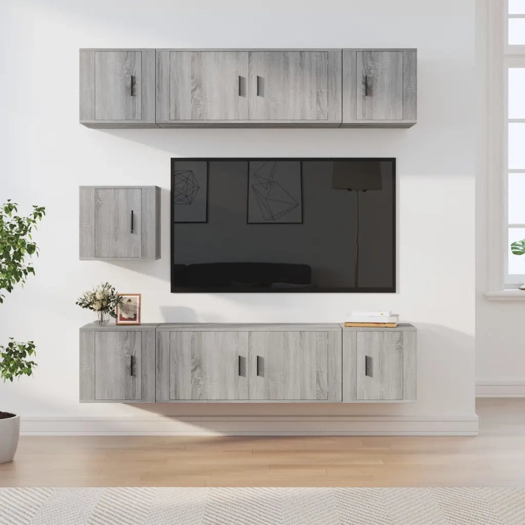 Set di Mobili Porta TV 7 pz-Credenza per TV Grigio Sonoma in Legno Multistrato 177622