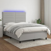 Letto a Molle Materasso e LED Grigio Chiaro 140x190 cm Tessuto 3134949