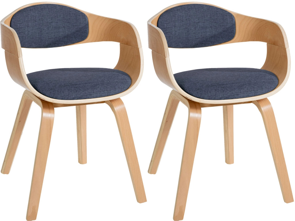Set di 2 sedie Kingston in tessuto Natura/blu