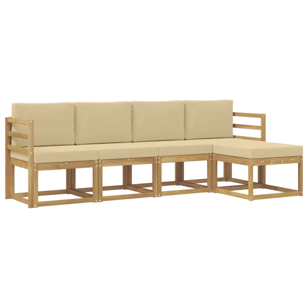 Set di divani da esterno 5 pz Bianco e Beige 3387477