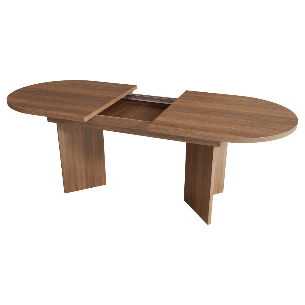 Tavolo da pranzo allungabile per 4-8 persone con piano da 18 mm, angoli arrotondati, per sala da pranzo, in MDF, noce