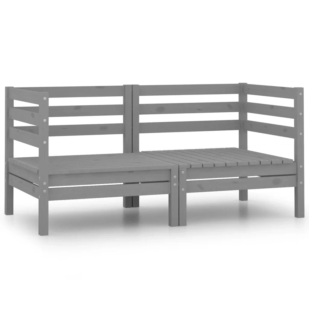 Divano da Giardino a 2 Posti Grigio in Legno Massello di Pino cod mxl 73564