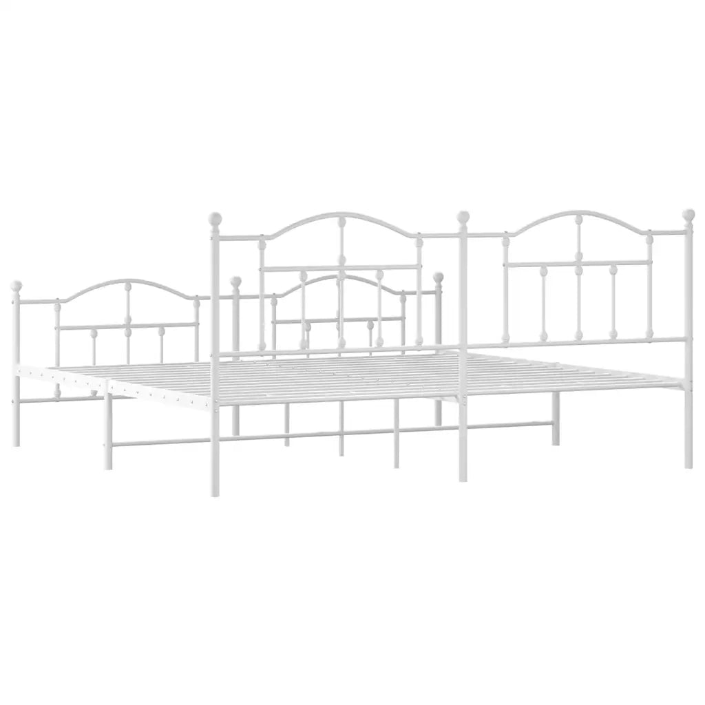 Giroletto con Testiera e Pediera Metallo Bianco 200x200 cm 353513