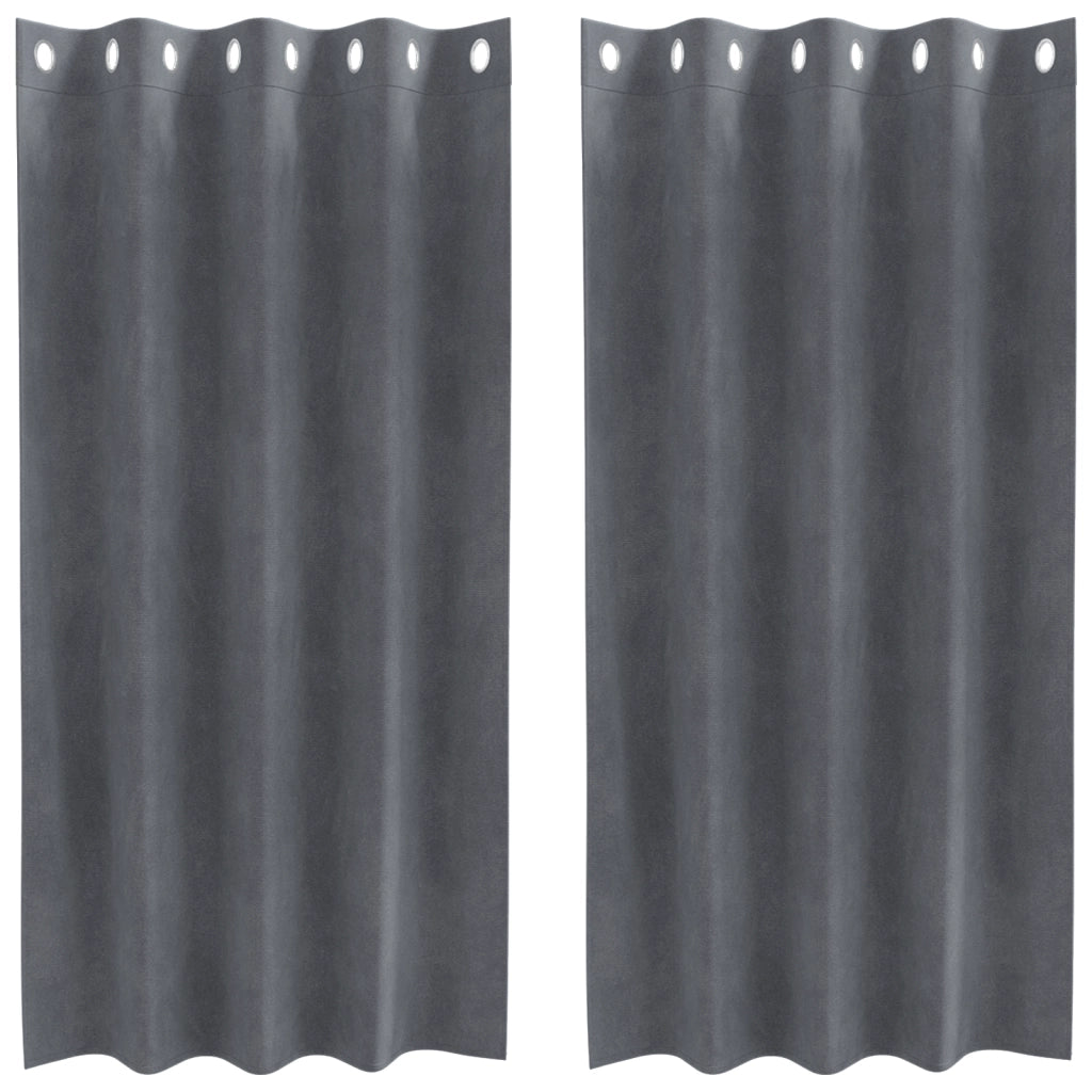 Tende oscuranti  con occhielli 2 pezzi in velluto grigio chiaro super