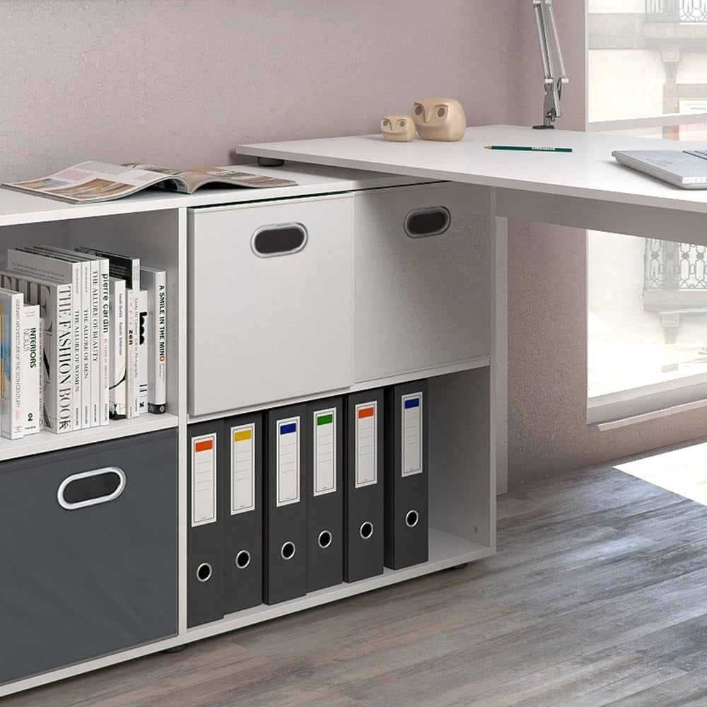 Scrivania angolare FlexPlus, Bianco, 137 x 60 cm, con scaffale aperto e possibilità di posizionamento variabile