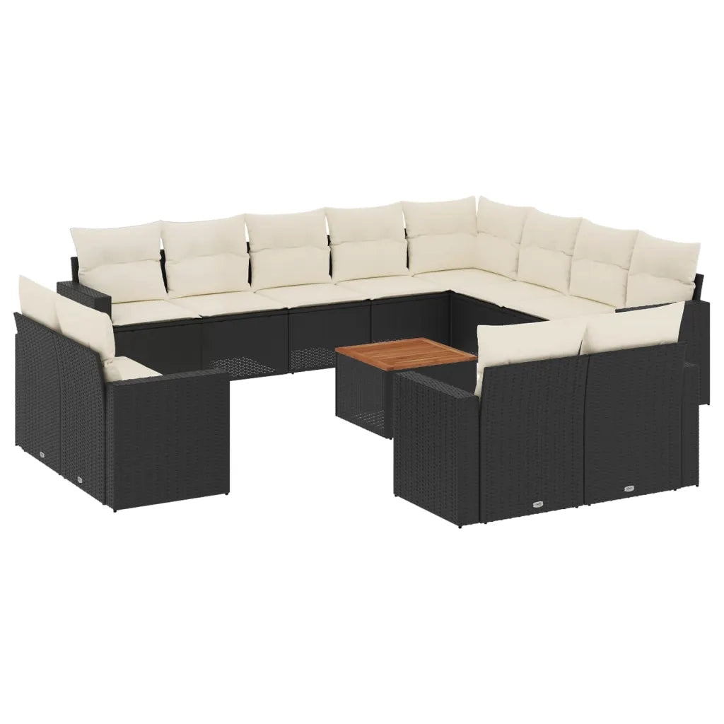 Set Divani da Giardino 13pz con Cuscini Nero in Polyrattancod mxl 116634