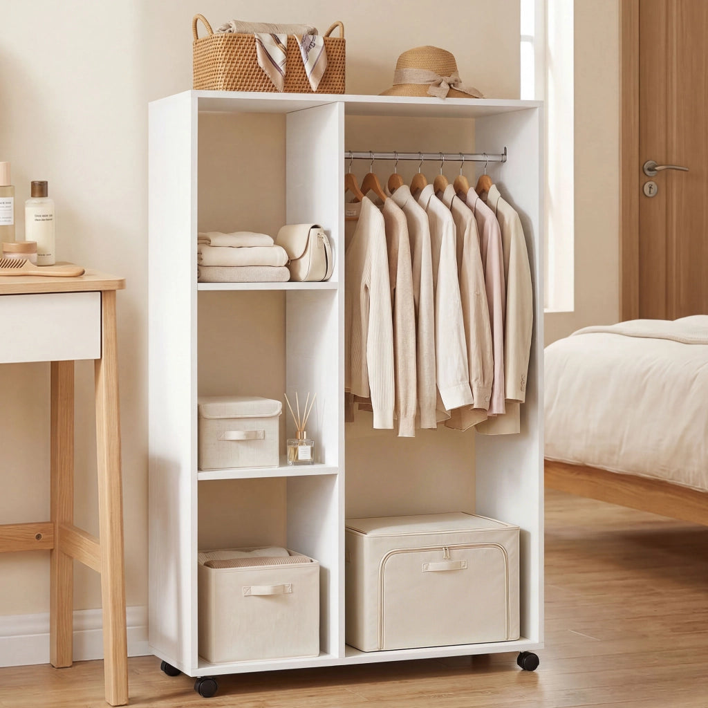 Armadio scorrevole su ruote ¨C zephmum ¨C bianco 80x40x128 cm