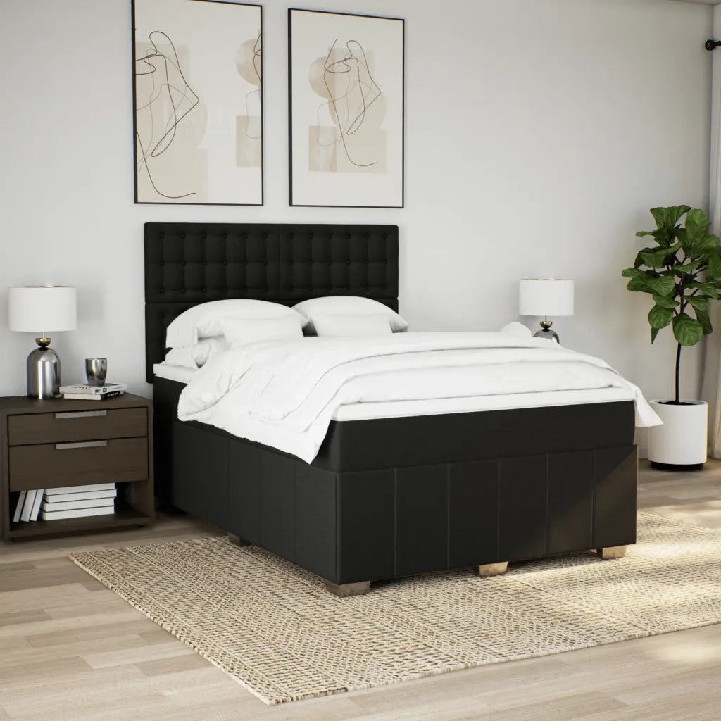 Giroletto a Molle con Materasso Nero 140x190 cm in Tessuto