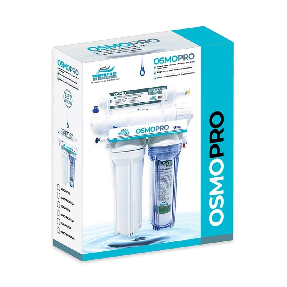 Whimar OsmoPro Plus 75GPD 285 L/g - Impianto bicchiere con membrana Pentair, lavaggio membrana e post-filtro al carbone
