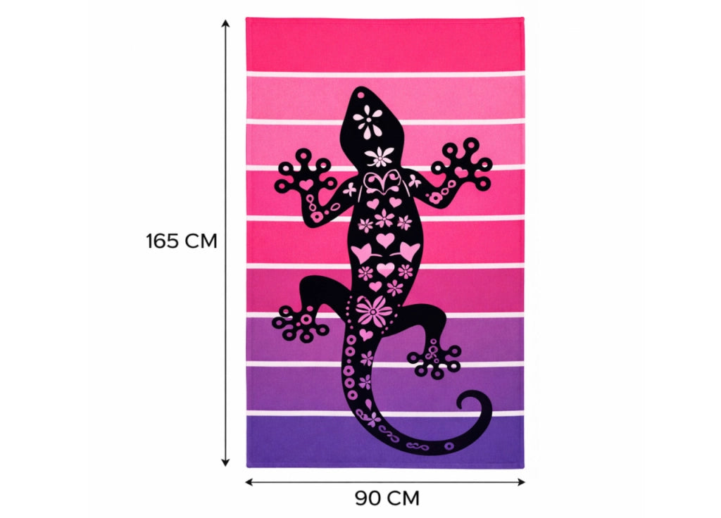 Telo Mare Jacquard Spugna Asciugamano Spiaggia Disegno Gecko - Telo Mare - Viola D2