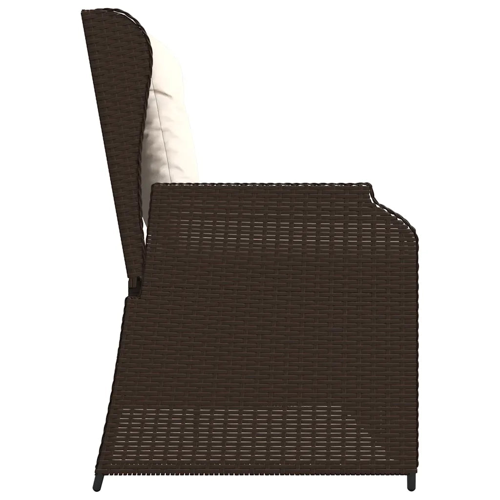 Panca Reclinabile da Giardino con Cuscini-Sgabello-Sedia da esterno Marrone in Polyrattan 485109