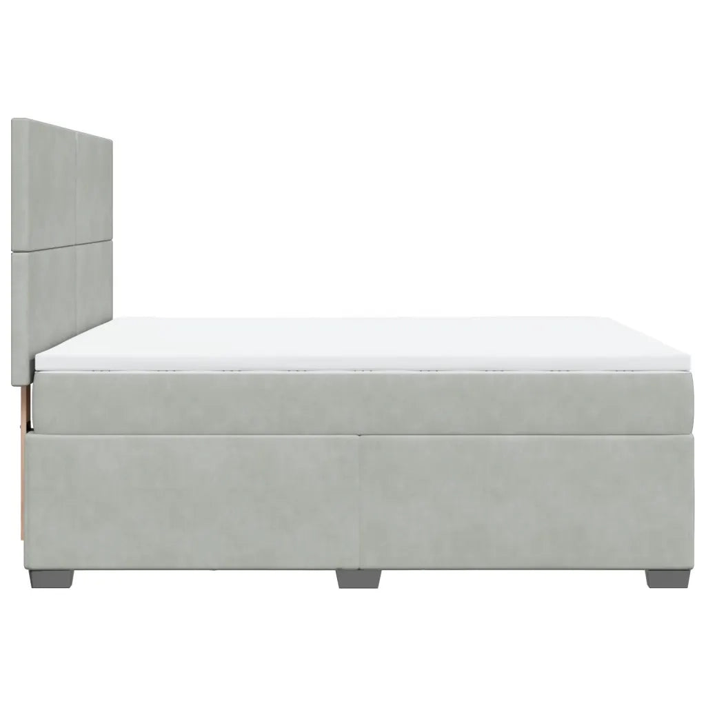 Giroletto a Molle con Materasso Grigio Chiaro 140x200cm Velluto