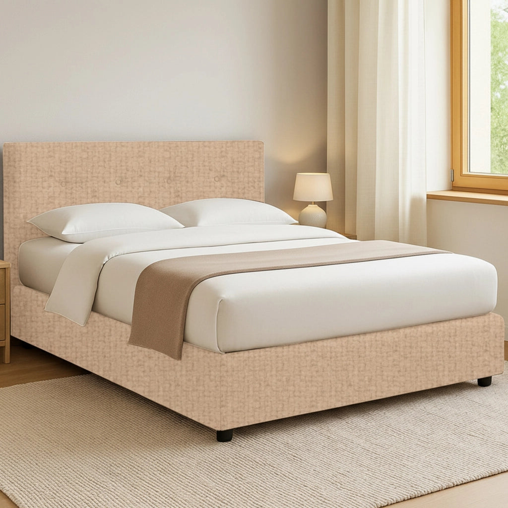 Bolton, Letto Piazza e Mezza Sfoderabile Made in Italy, Beige