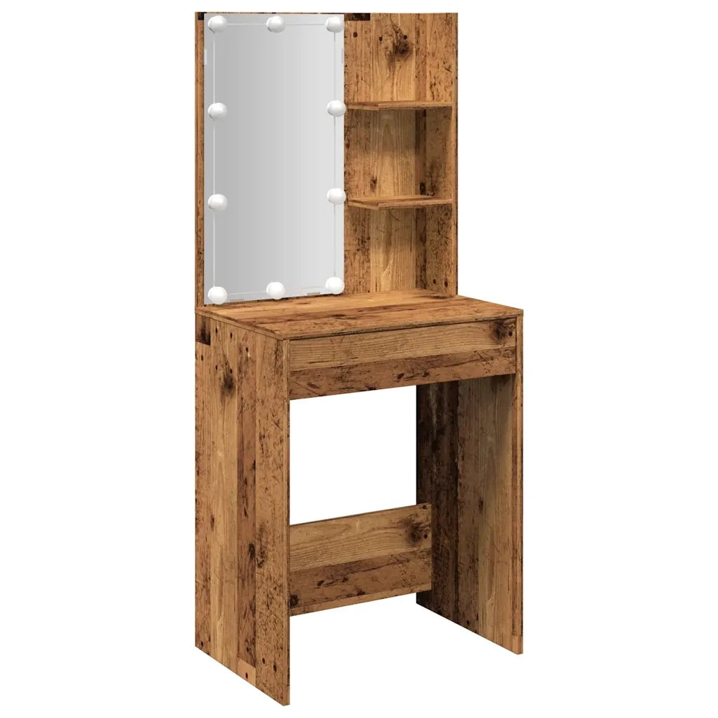 vidaXL Toeletta con LED Legno Antico 60x40x140 cm