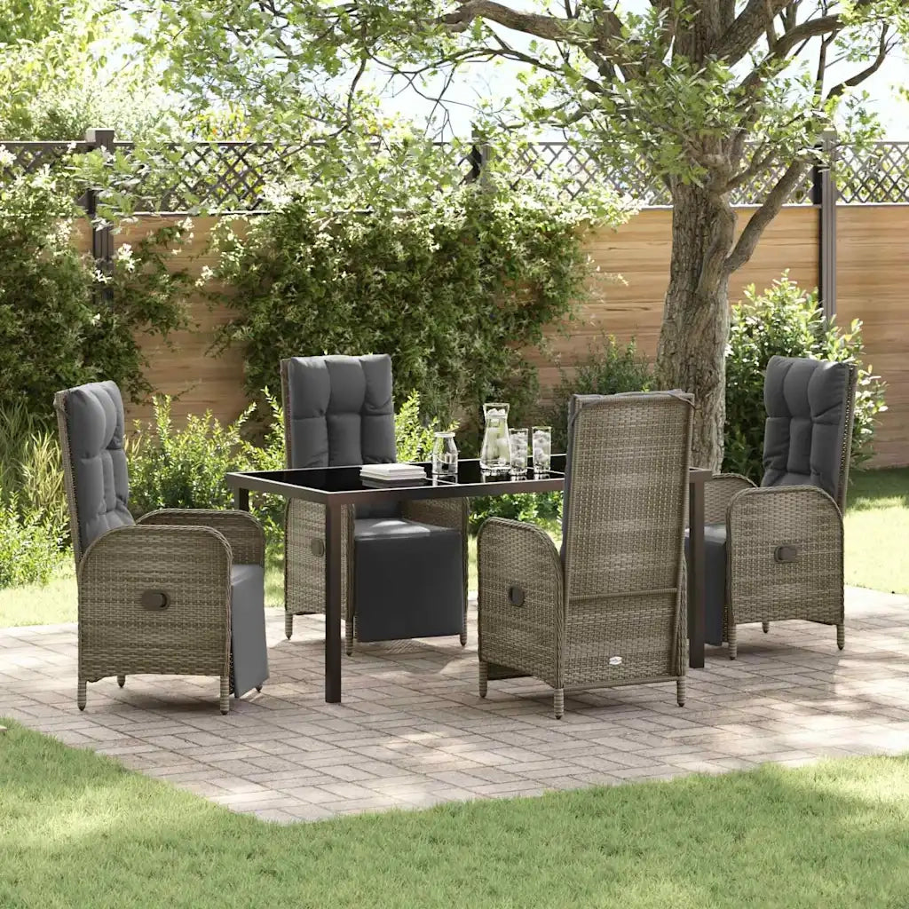 Set da Pranzo per Giardino con cuscino 5 pcs Grigio polyrattan 3380137
