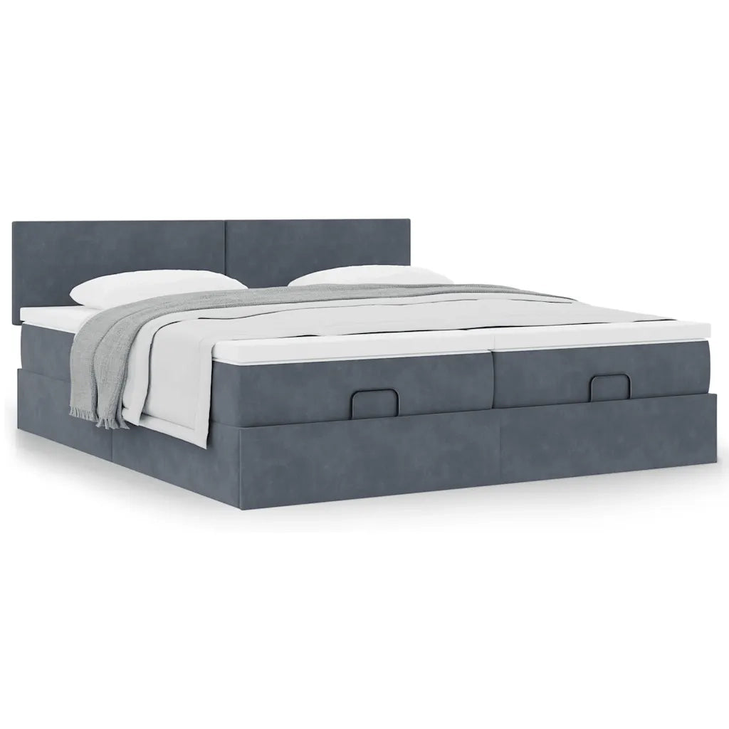 Struttura Letto Pouf con Materassi 160x200 cm in Velluto