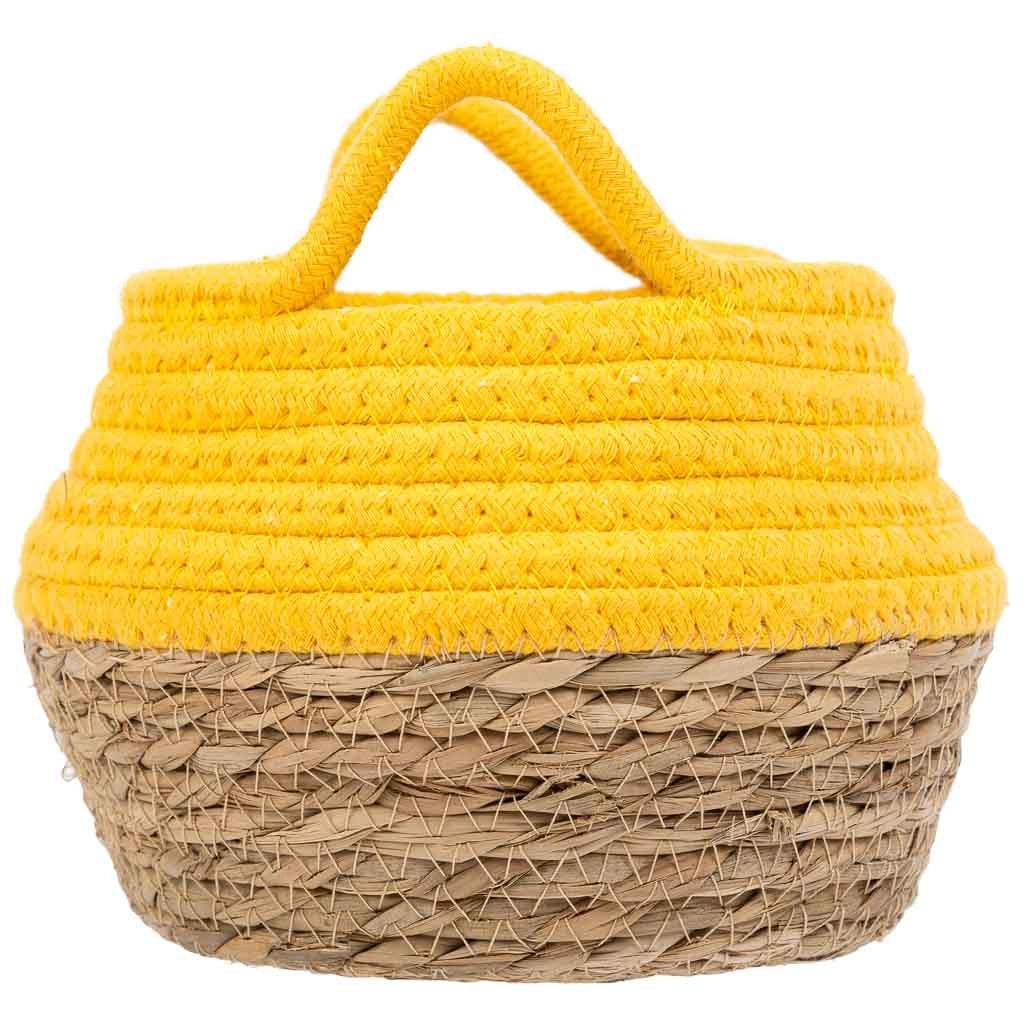 Cesto in fibra naturale e cotone giallo d18x13/16,5h