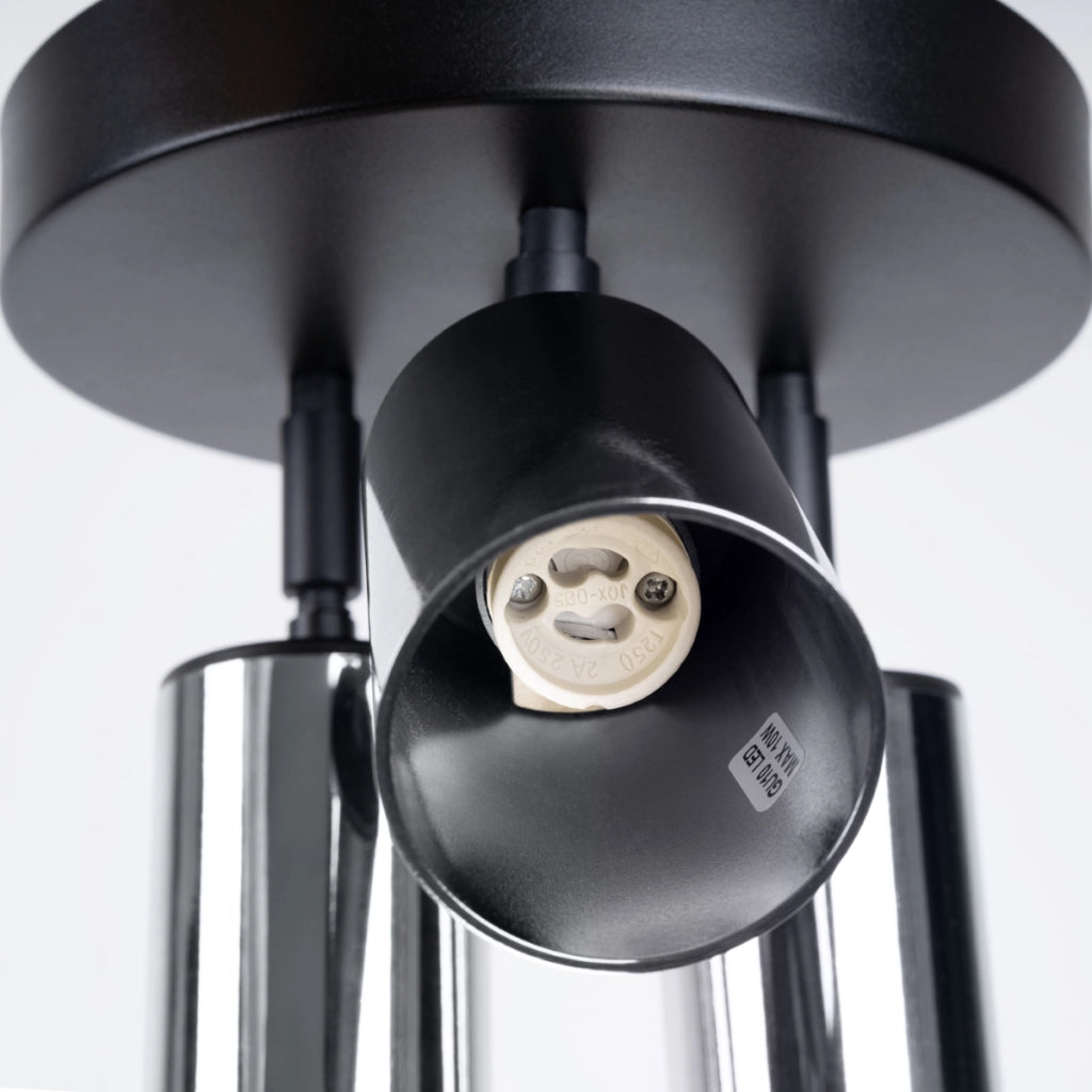 Lampada moderna in tubo di acciaio Winx FI6/10 a 3 luci, colore nero cromato, IP20 GU10