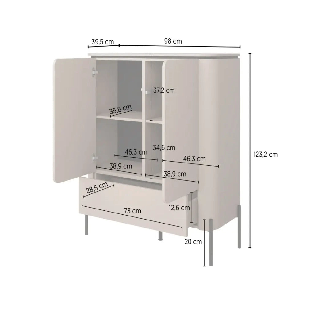 Set di mobili BELLA – Credenza, mobile TV e credenza alta – Finitura Congo opaco chic