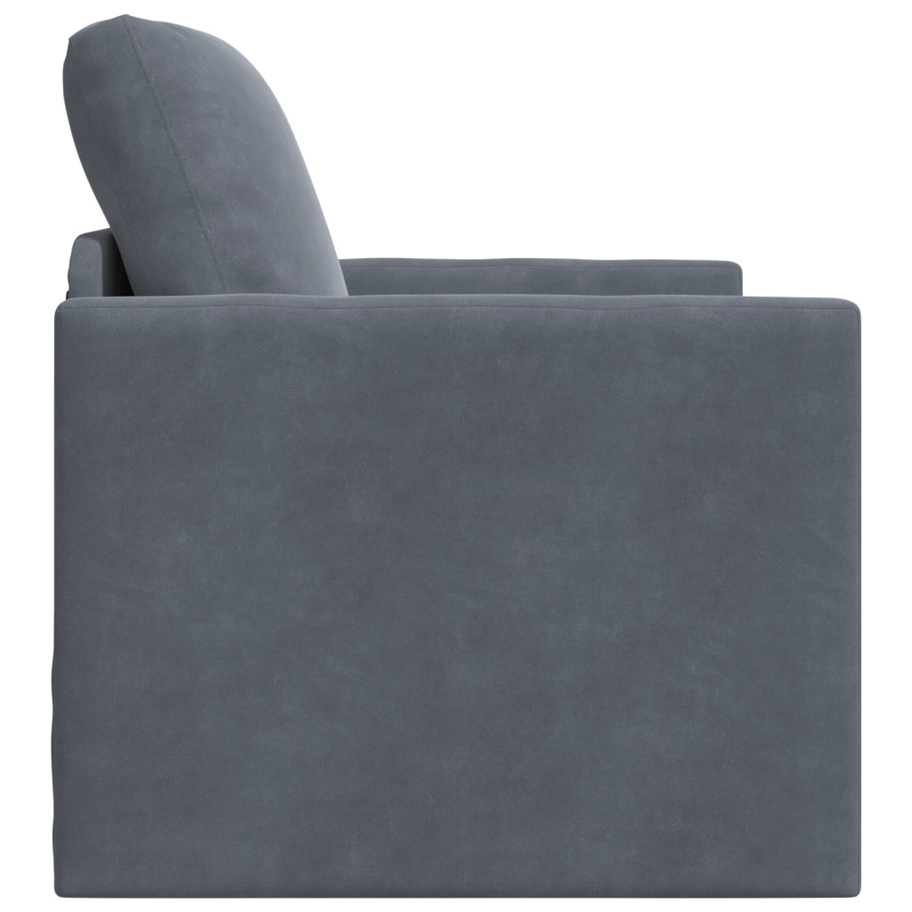 Divano a pavimento  Singolo Convertibile in Velluto 74x77x81 cm Grigio Scuro