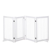 Cancello di Sicurezza per Cani ¨C Minimal ¨C 220x91 cm Bianco Legno 4 Pannelli