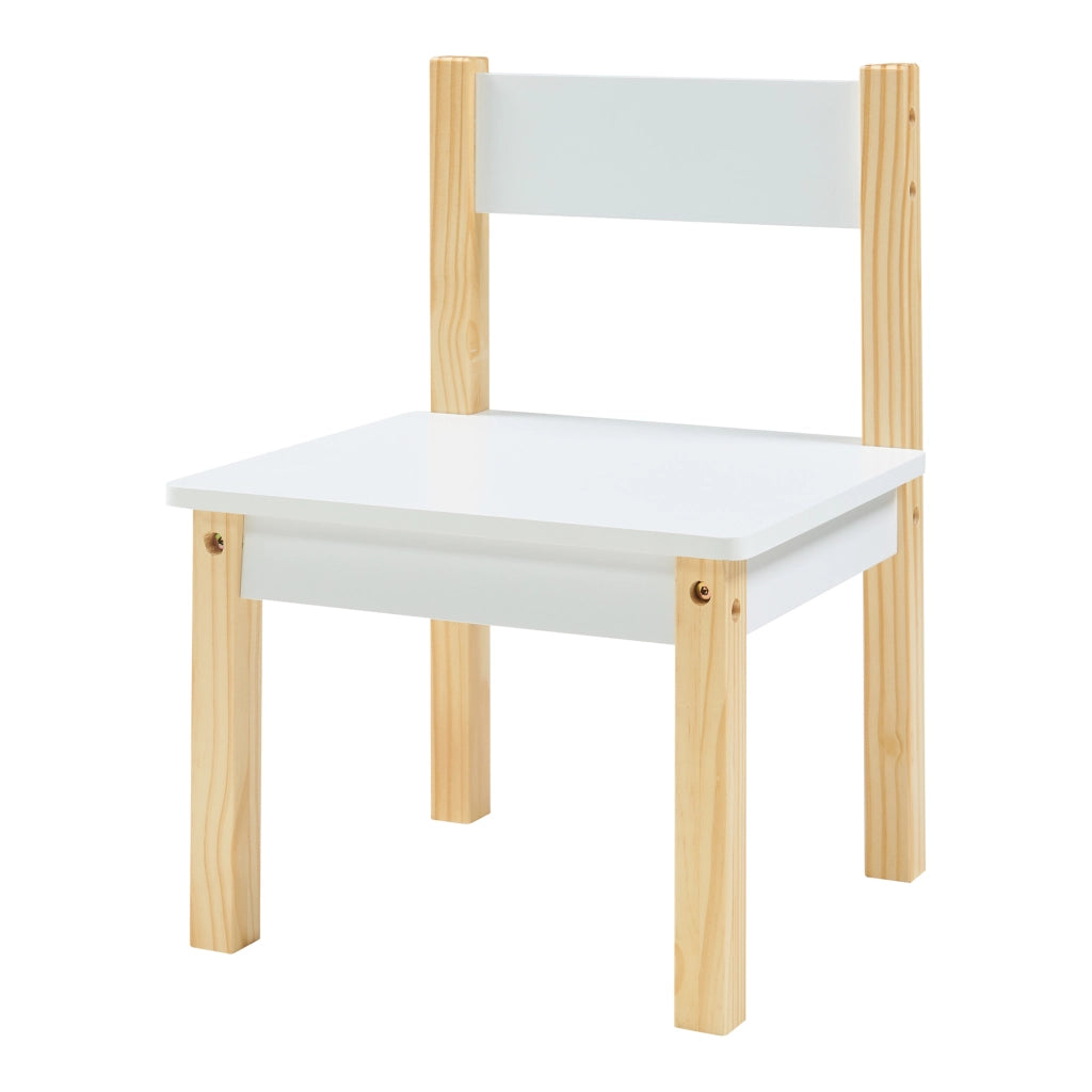 Set Mobili Smedjebacken per Cameretta Tavolo con Lavagne Rimovibili e 2 Sedie - Bianco / Naturale [en.casa]