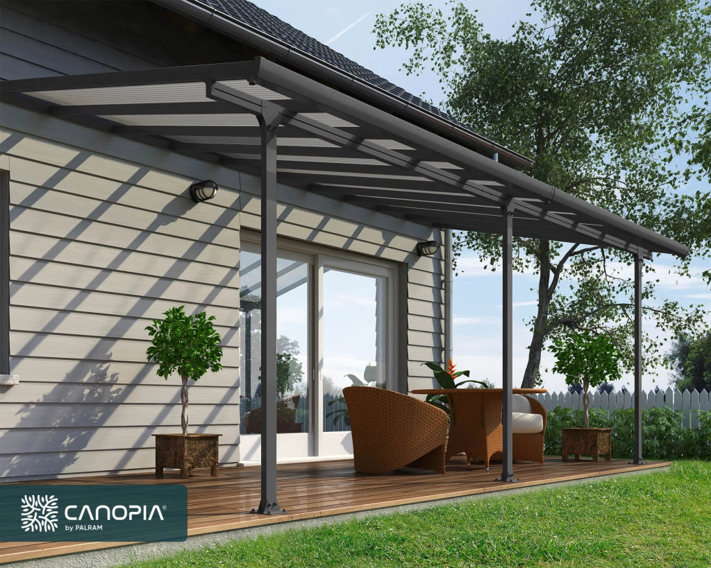 Pergola Addossata in Alluminio Feria 3X6.1 m colore Grigio