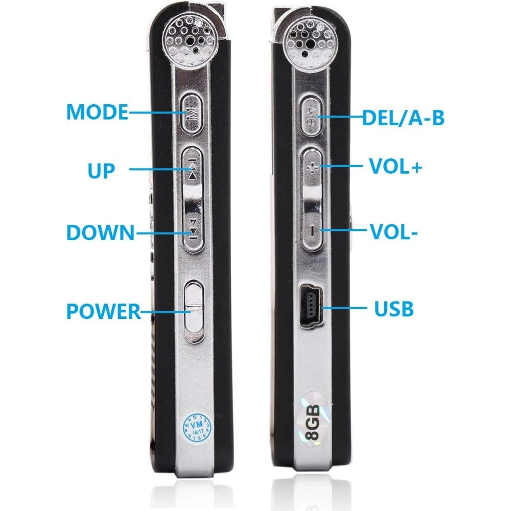 Trade Shop - Registratore Vocale Digitale Professionale 8 Gb Schermo Lcd Funzione Mp3 Q-ly77 -