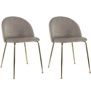 Marvin Sedia in Velluto e Oro Oslo da Sala Pranzo Con Gambe Metallo Dorate Seduta Imbottita Sedie Poltro Tortora/2 Sedie