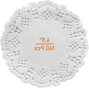 Doilies in Papier, 140 pezzi, bordi rotondi, placemats bianchi per decorazione di feste e matrimoni (4,5 pollici)