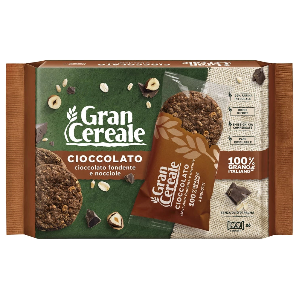 Barilla gran cereale biscotto con cioccolato e nocciole 8 pezzi da 216 grammi