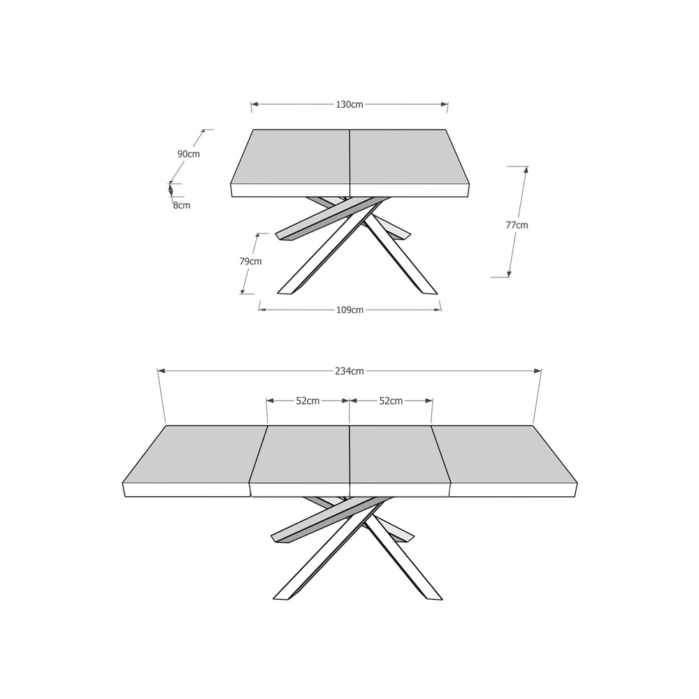 Tavolo allungabile 90x130/234 cm Volta Premium Bianco Frassino telaio 4/A