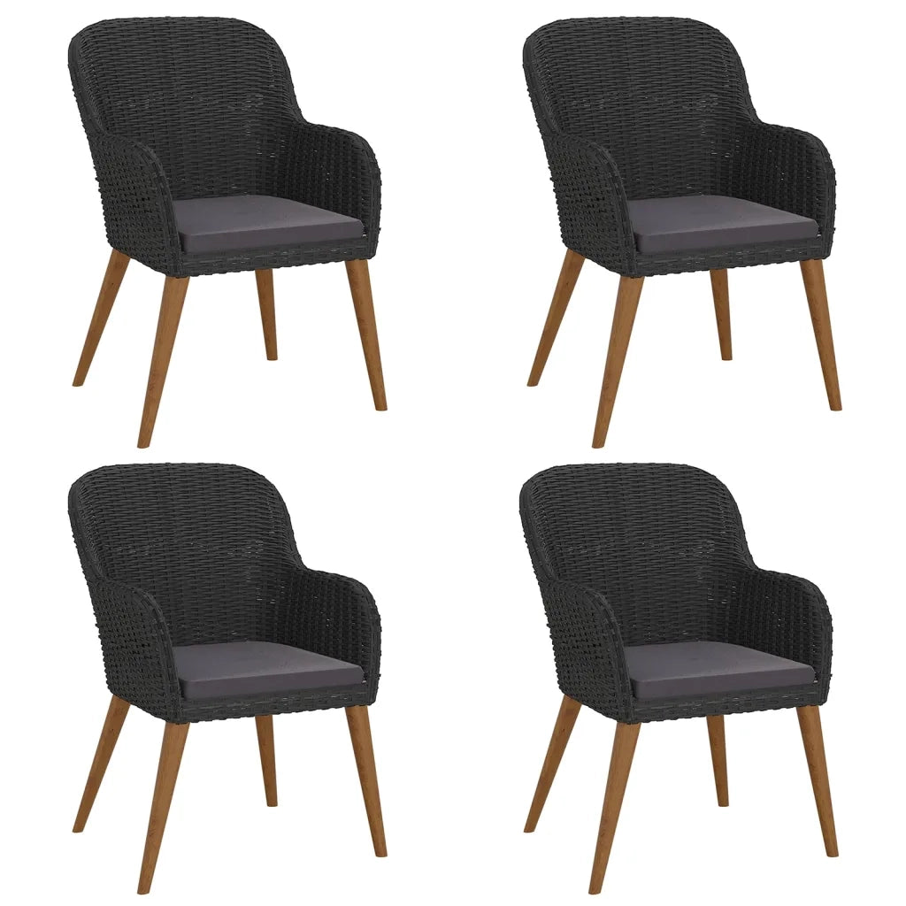 Set da Pranzo da Giardino 5 pz con Cuscini Nero 3156726
