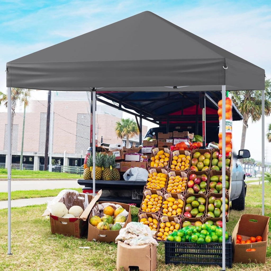 Gazebo Pop-up da Esterno 2 x 2 m, Gazebo Regolabile in Altezza con Borsa da Trasporto, 8 Picchetti e 4 Corde Antivento, Tenda Pieghevole Portatile per Giardino (Grigio)