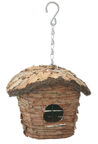 Casetta Capanna per Uccellini 16x20x17 cm con Foglie Rama