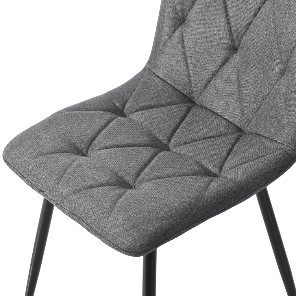 Sedie da pranzo imbottite, 4 pezzi in lino grigio con schienale e gambe in metallo, design elegante