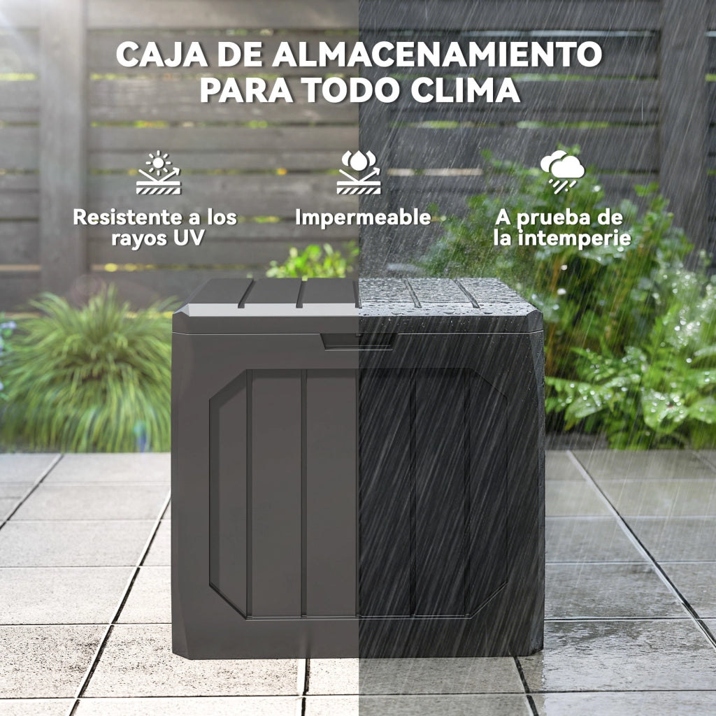Baulo di Plastica per Esterno 121L con 2 Maniglie e Coperchio Bloccabile ¨C zephmum ¨C Nero 56x45x53 cm