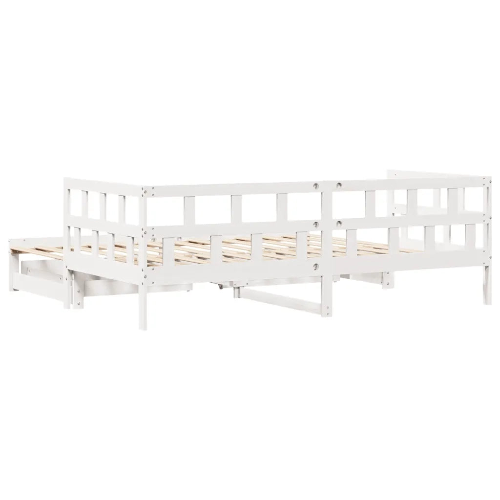 Letto Estraibile con Cassetti senza Materasso-Struttura Letto con contenitore Bianco 90x190 cm 841537